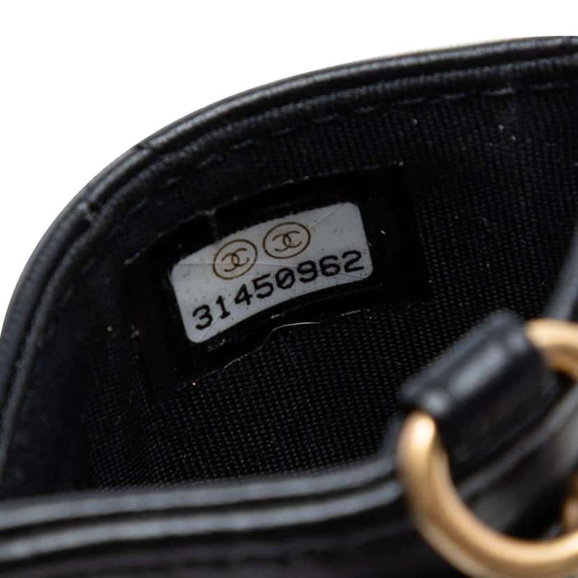 Chanel Quilted Lambskin Pearl Crown CC Wristlet Multi Pouches Black Leather Good condition - Box View