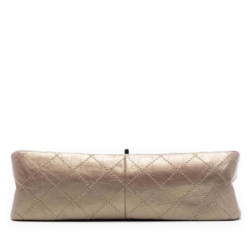 Chanel Quilted Metallic Aged Calfskin Reissue 2.55 Double Flap Bag 226 Brown Leather Good condition - Inside View