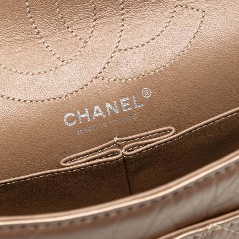 Chanel Quilted Metallic Aged Calfskin Reissue 2.55 Double Flap Bag 226 Brown Leather Good condition - Box View