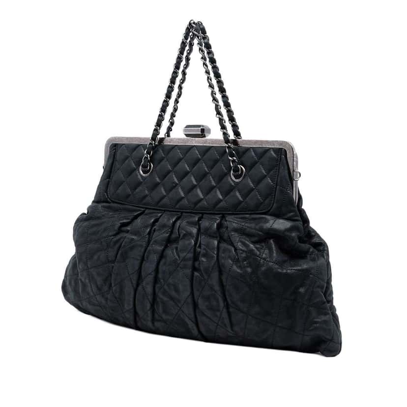 Chanel Iridescent Quilted Calfskin Chic Frame Satchel Black Leather Good condition - Back View