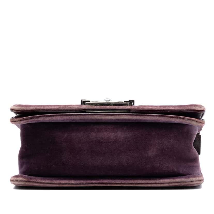 Chanel Small Quilted Velvet Boy Flap Purple Velvet Good condition - Inside View