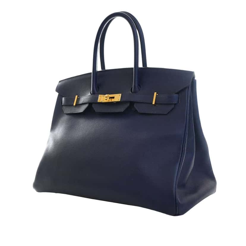 Hermès Epsom Birkin Retourne 35 Blue Leather Good condition - Inside View