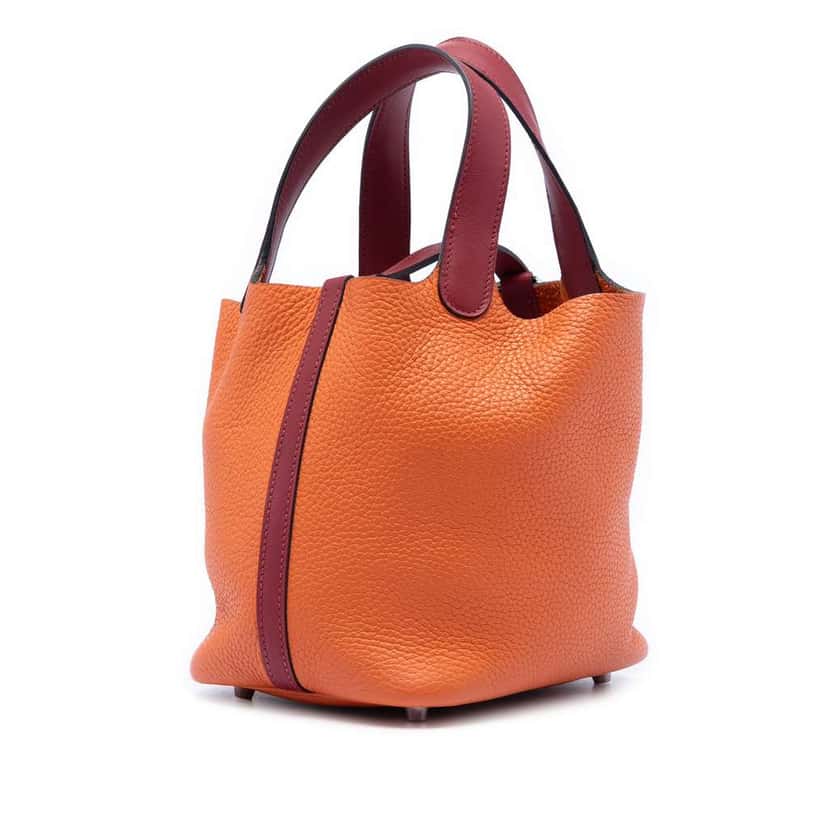 Hermès Bicolor Clemence and Swift Picotin Lock 18 Orange Leather Good condition - Back View