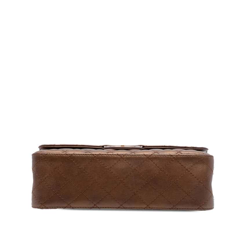 Chanel Quilted Metallic Calfskin Reissue 2.55 Double Flap 225 Brown Leather Good condition - Inside View