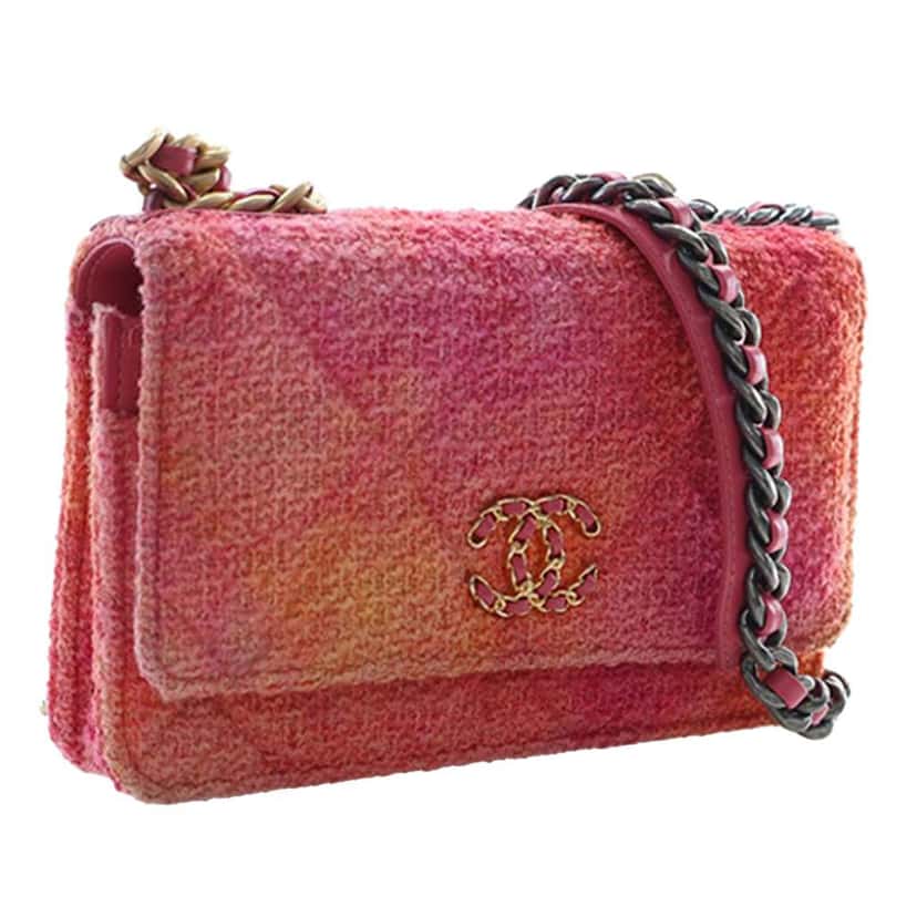 Chanel Tweed Ombre 19 Wallet On Chain Pink Tweed Good condition - Inside View