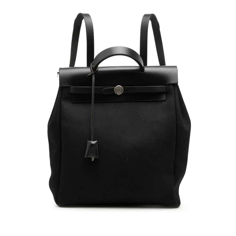 Hermès Toile Herbag GM Backpack Black Canvas Good condition - Front View