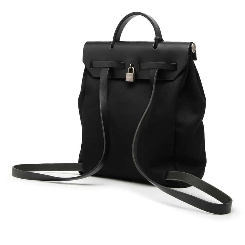 Hermès Toile Herbag GM Backpack Black Canvas Good condition - Back View