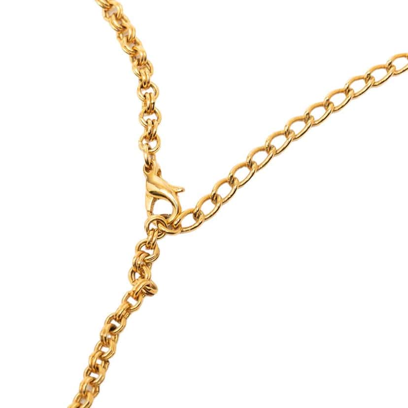 Dior Gold Plated Rhinestone CD Pendant Necklace Gold Metal Good condition - Model View