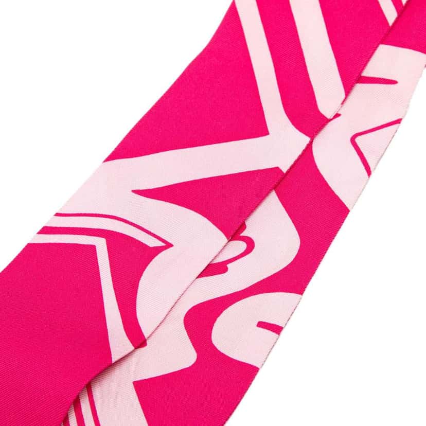 Hermès Les Coupes Tattoo Twilly Silk Scarf Pink Silk Good condition - Box View