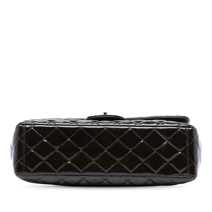 Chanel Maxi Classic Patent Double Flap Brown Leather Good condition - Inside View