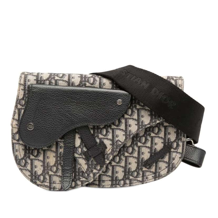 Dior Oblique Canvas Saddle Messenger Bag Blue Canvas Good condition - Front View