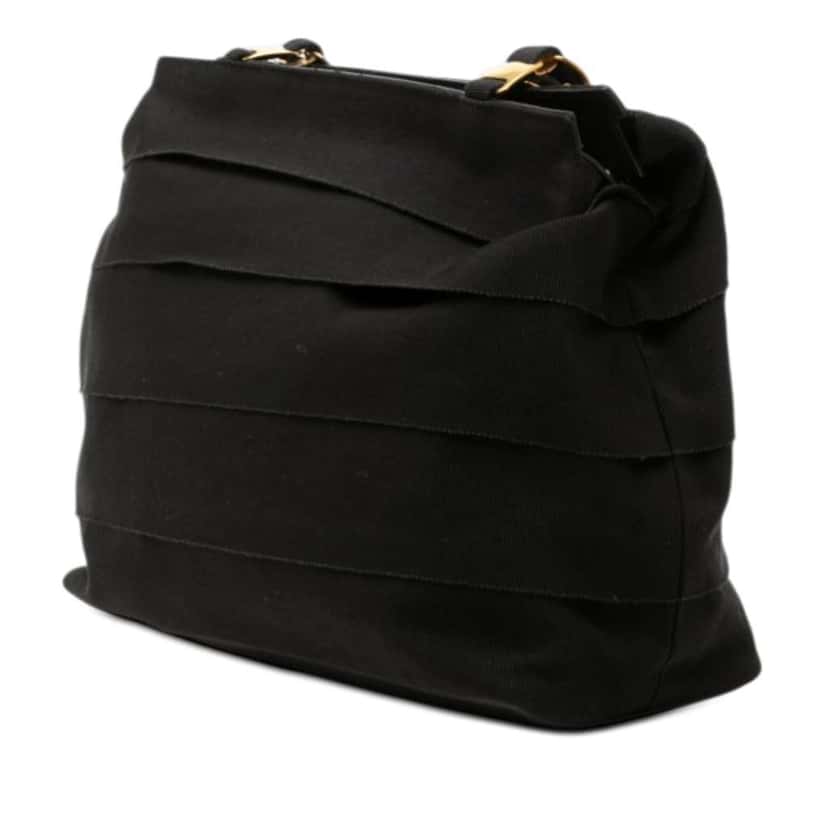 Salvatore Ferragamo Nylon Tiered Grosgrain Shoulder Bag Black Good condition - Back View