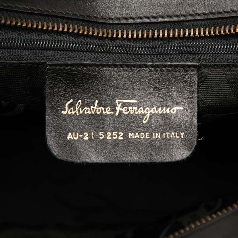 Salvatore Ferragamo Nylon Tiered Grosgrain Shoulder Bag Black Good condition - Box View
