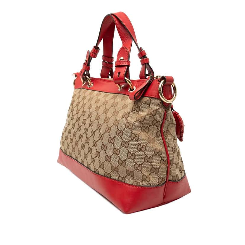 Gucci GG Canvas Valentine Satchel Beige Canvas Good condition - Back View