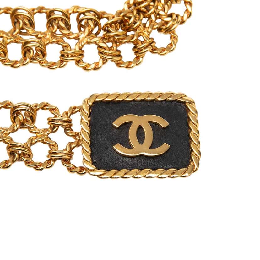 Chanel CC Gold Plated Double Layered Chain Belt Gold Metal Good condition - Back View