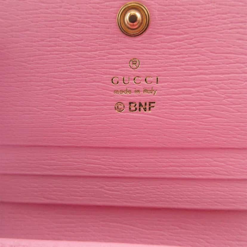 Gucci BNF Textured Dollar Calfskin Bananya Print Bifold Wallet. Pink Leather Very good condition - Box View