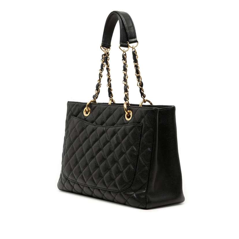 Chanel Caviar Grand Shopping Tote Black Leather Good condition - Back View