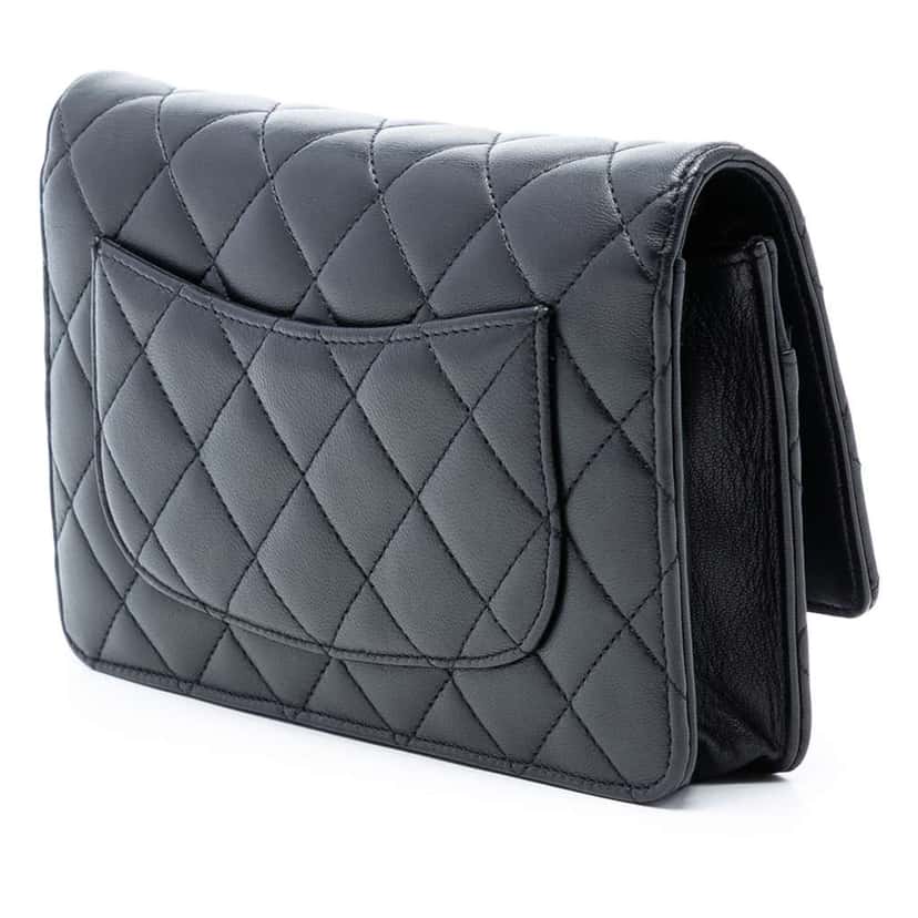 Chanel CC Quilted Lambskin Wallet On Chain Black Leather Good condition - Back View