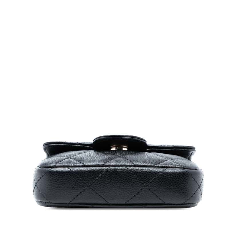 Chanel CC Quilted Caviar Flap Card Holder On Chain Black Leather Good condition - Inside View