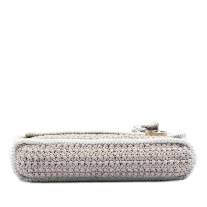 Chanel Crochet Camellia Flap Beige Cotton Good condition - Inside View