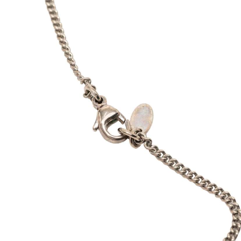 Chanel CC Silver Plated Rhinestones Pendant Necklace Silver Metal Very good condition - Model View