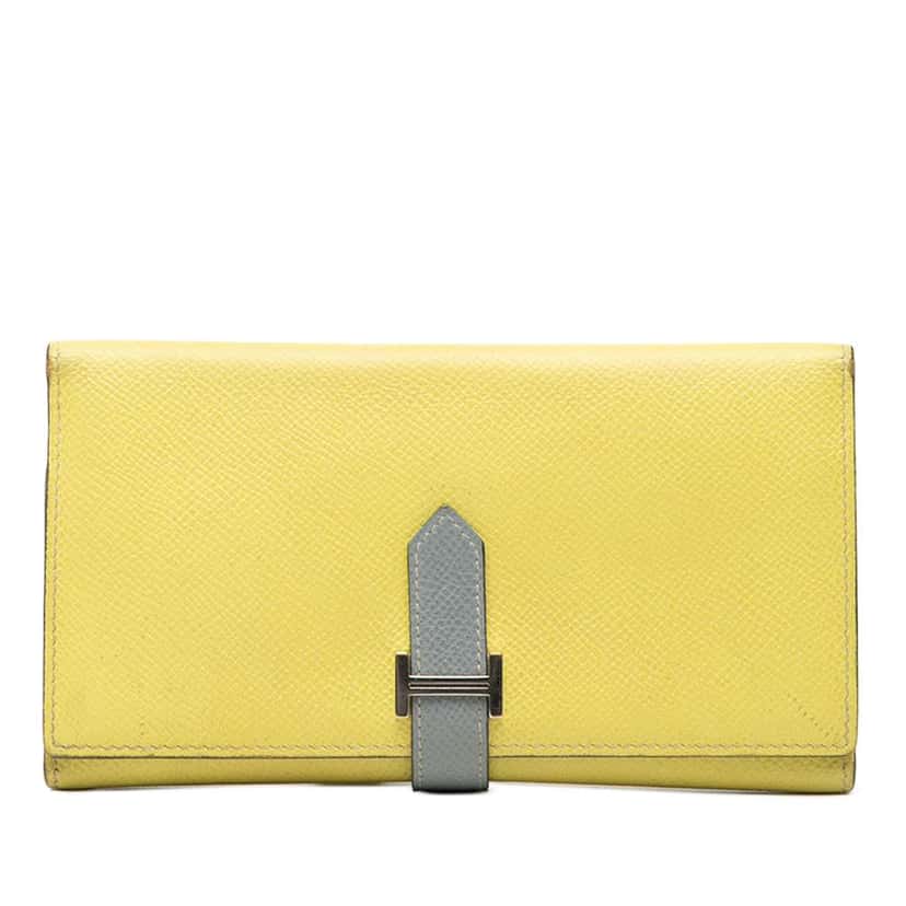 Hermès Bicolor Epsom Bearn Long Wallet Yellow Leather Very good condition - Front View