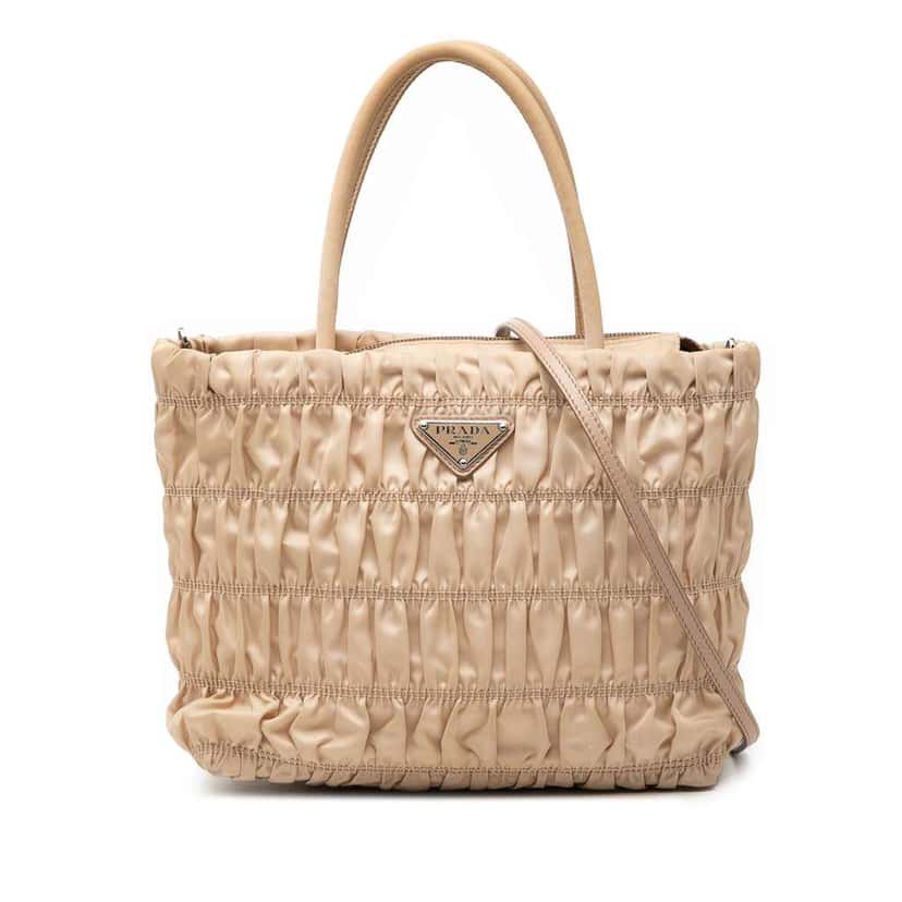 Prada Tessuto Gaufre Satchel Beige Very good condition - Front View