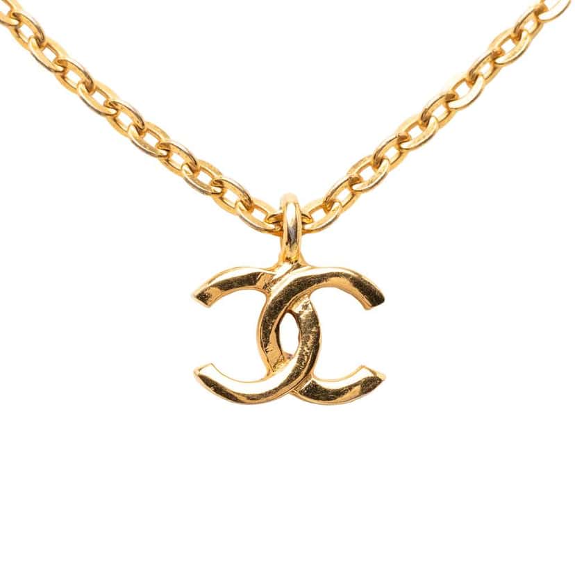 Chanel Gold Plated CC Pendant Necklace Gold Metal Very good condition - Inside View