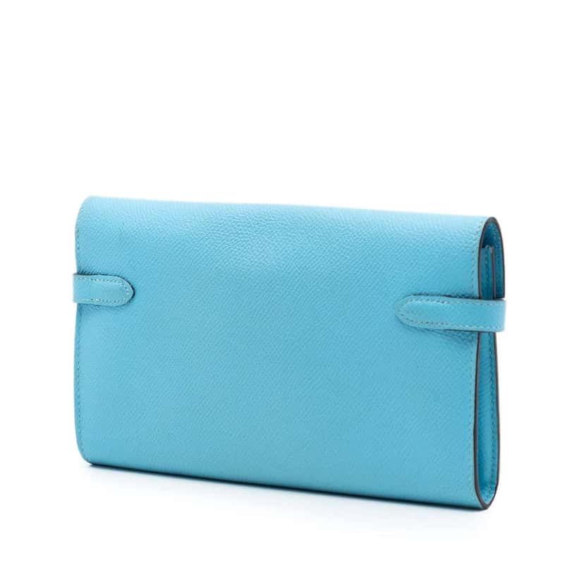 Hermès Epsom Kelly Longue Wallet Blue Leather Very good condition - Back View