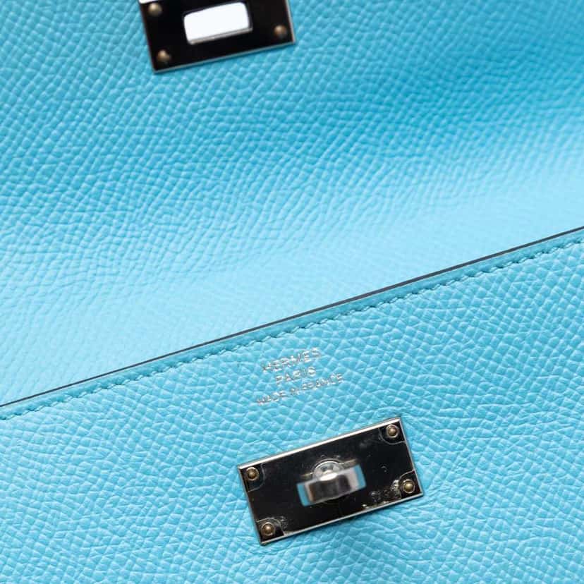 Hermès Epsom Kelly Longue Wallet Blue Leather Very good condition - Box View