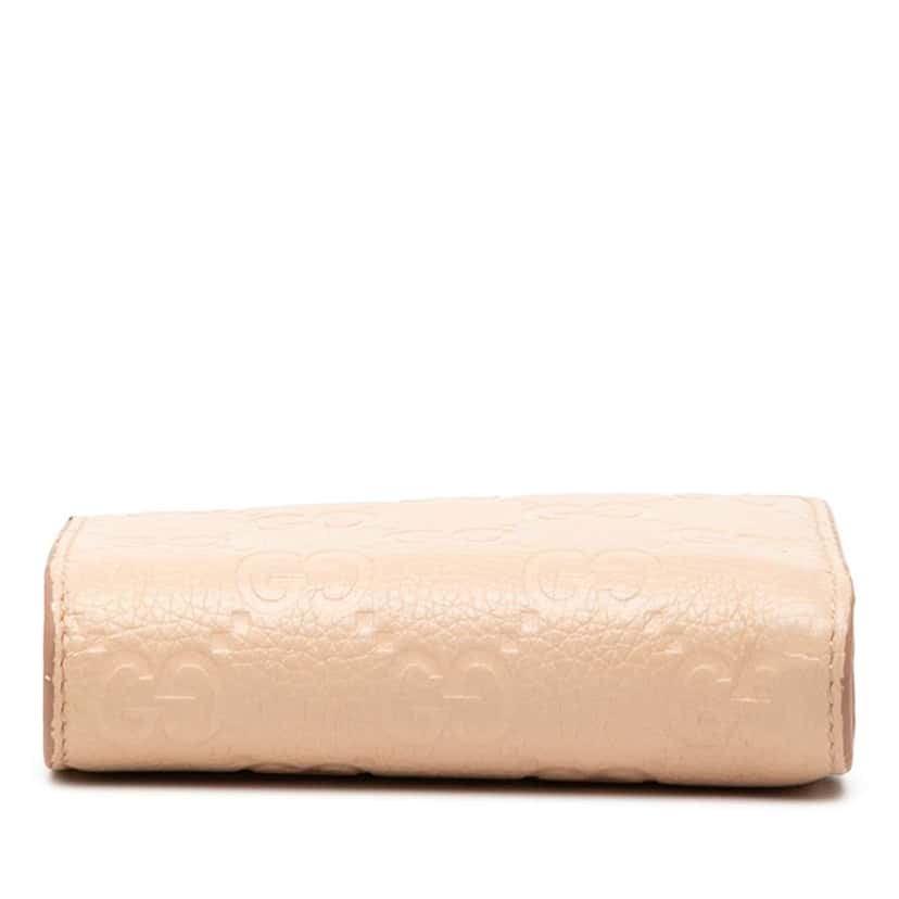 Gucci Small GG Emblem Leather Bifold Wallet Beige Leather Very good condition - Inside View