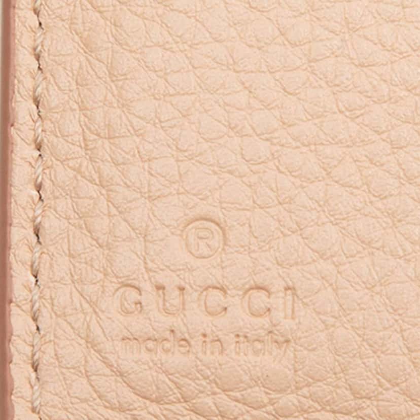 Gucci Small GG Emblem Leather Bifold Wallet Beige Leather Very good condition - Box View