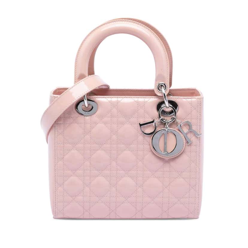 Dior Medium Patent Cannage Lady Dior Pink Leather Very good condition - Front View