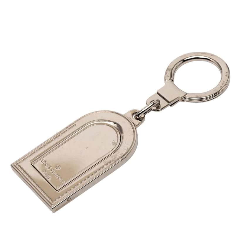 Louis Vuitton Silver Metal Luggage Tag Key Holder Silver Metal Very good condition - Front View