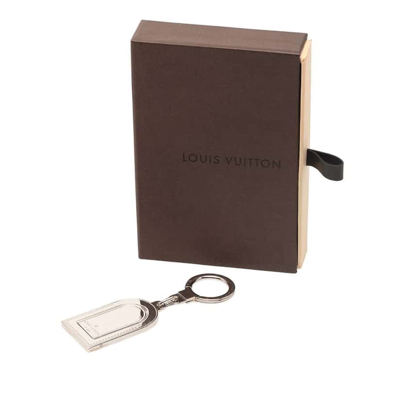 Louis Vuitton Silver Metal Luggage Tag Key Holder Silver Metal Very good condition - Inside View