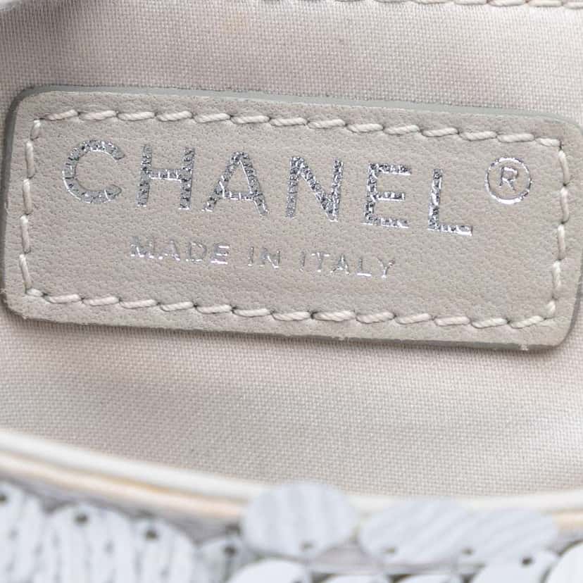 Chanel Small Paillettes Sequin Single Flap Silver Satin Good condition - Box View