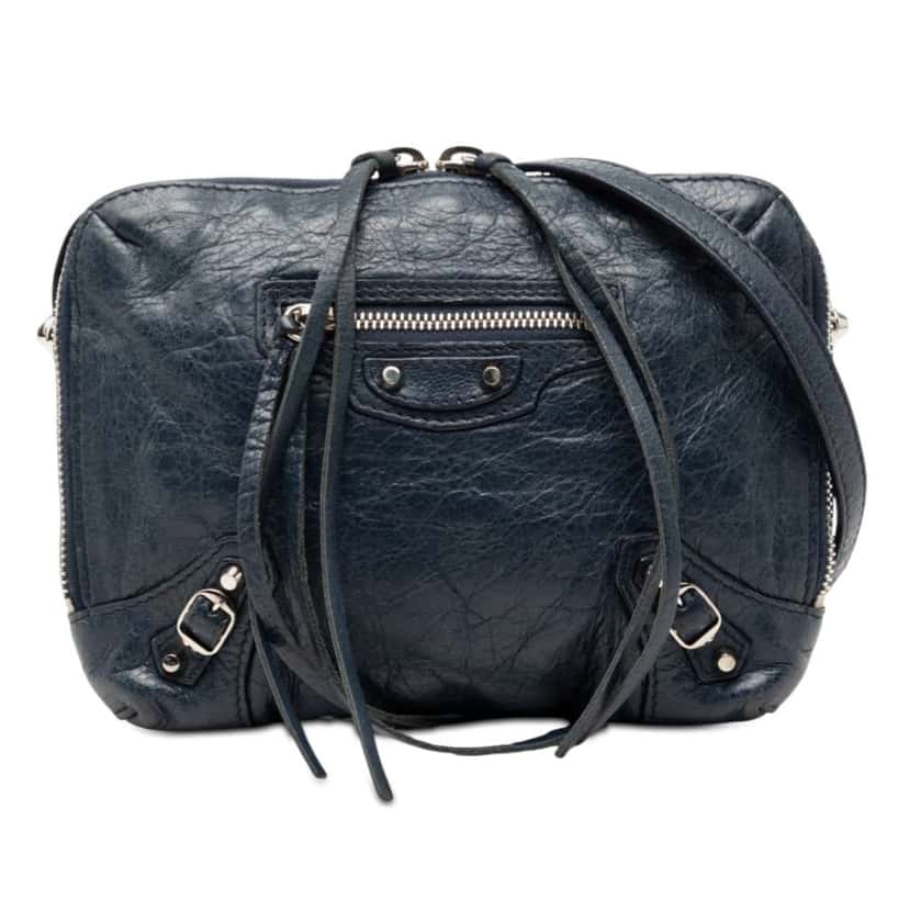 Balenciaga Lambskin Motocross Classic Reporter XS Blue Leather Very good condition - Front View