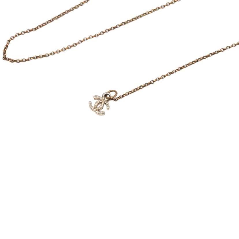Chanel Gold Plated CC Crystal Pendant Necklace Gold Metal Very good condition - Box View