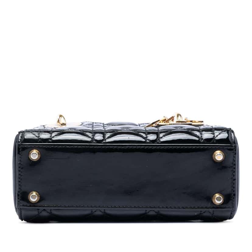 Dior Mini Patent Cannage Lady Dior Black Leather Very good condition - Inside View
