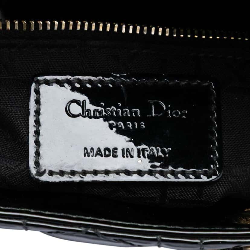 Dior Mini Patent Cannage Lady Dior Black Leather Very good condition - Box View