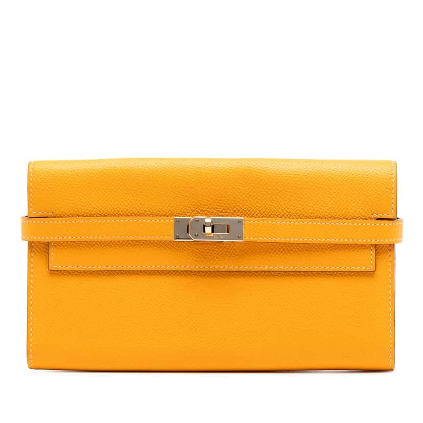 Hermès Epsom Kelly Longue Wallet Yellow Leather Very good condition - Front View