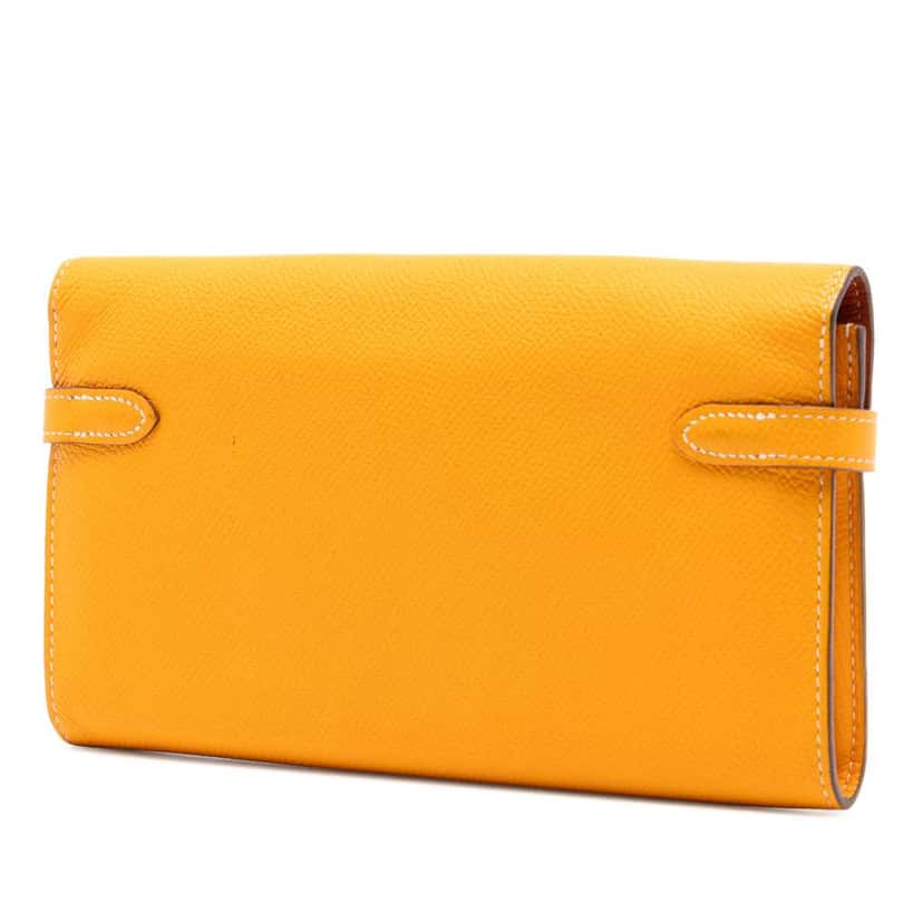 Hermès Epsom Kelly Longue Wallet Yellow Leather Very good condition - Back View