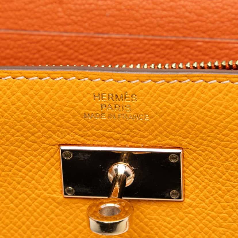 Hermès Epsom Kelly Longue Wallet Yellow Leather Very good condition - Box View