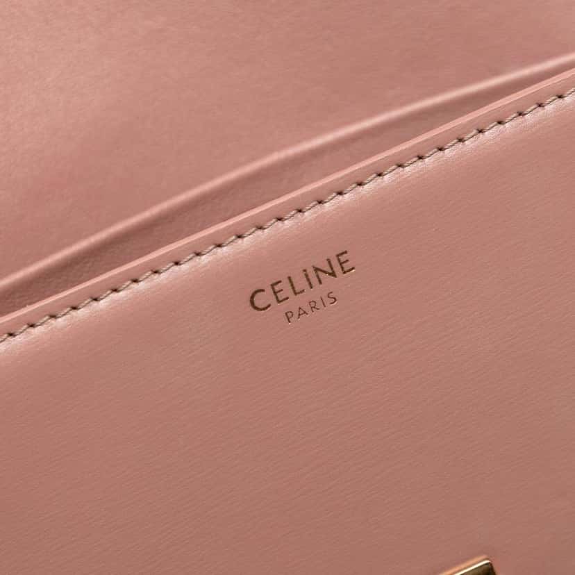 Celine Teen Shiny Calfskin Triomphe Crossbody Pink Leather Very good condition - Box View