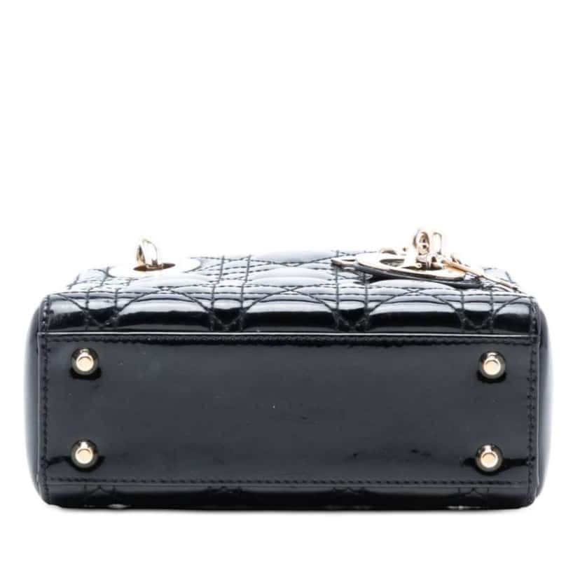 Dior Mini Patent Cannage Lady Dior Black Leather Very good condition - Inside View