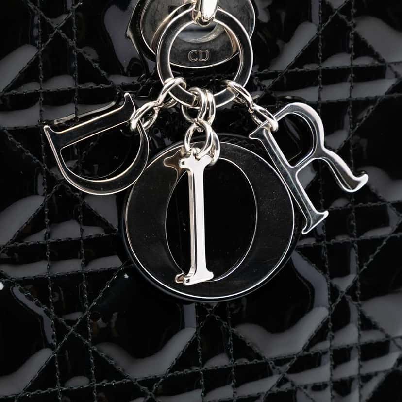 Dior Large Patent Cannage Lady Dior Black Leather Very good condition - Box View