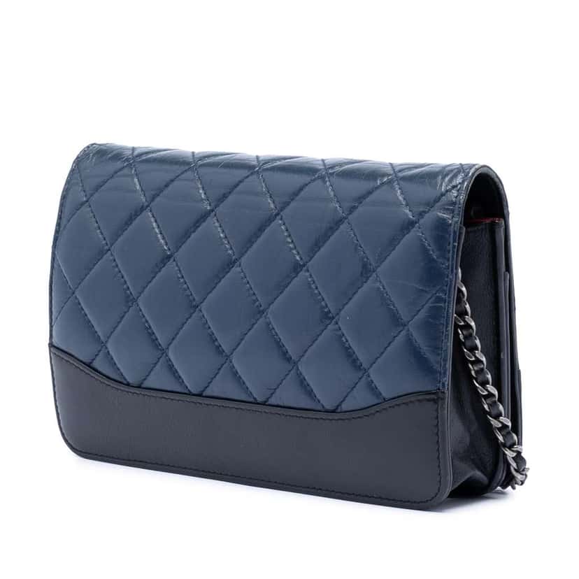 Chanel Quilted Aged Calfskin Gabrielle Wallet On Chain Blue Leather Very good condition - Back View