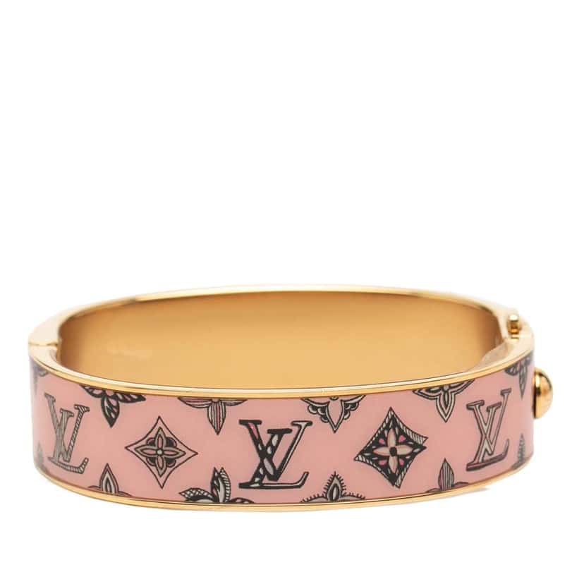 Louis Vuitton Gold Plated Enamel Monogram Confidential Hinge Bracelet S Pink Very good condition - Inside View