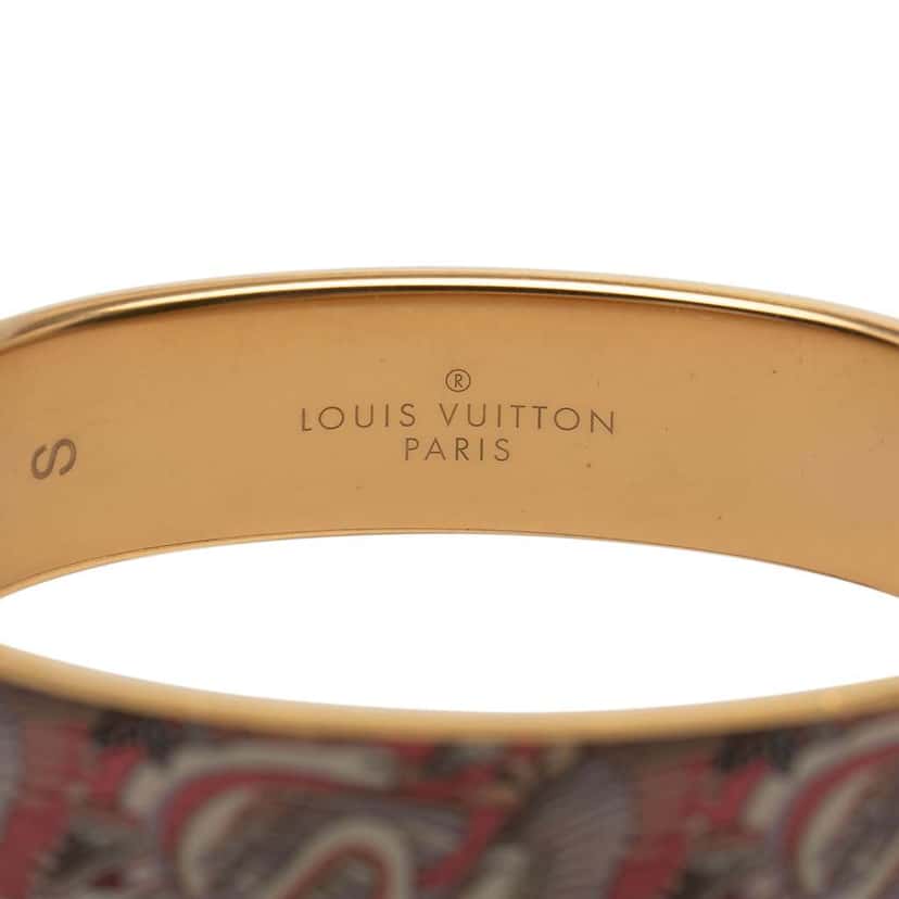 Louis Vuitton Gold Plated Enamel Monogram Confidential Hinge Bracelet S Pink Very good condition - Box View