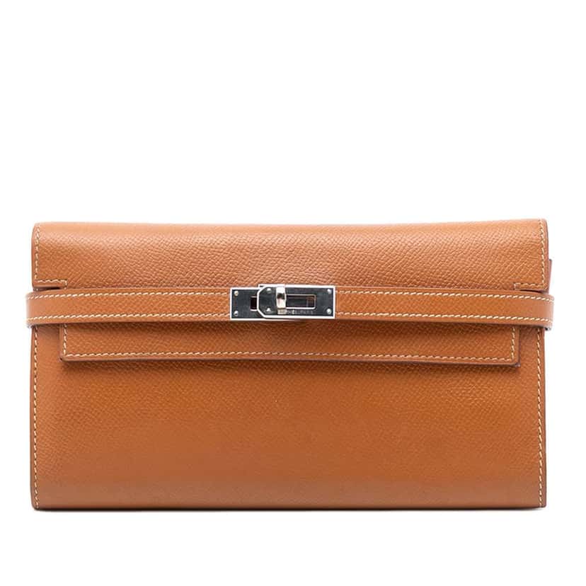 Hermès Epsom Kelly Longue Wallet Brown Leather Very good condition - Front View